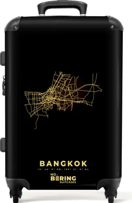 Produktbild von NoBoringSuitcases.com® Großer Koffer - Gold - Karte - Stadtplan - Thailand - Bangkok - Kombinationsschloss TSA - Hartschalen Trolley 4 Rollen - 72 liter - Reisekoffer - 66 cmKoffer Mittelgroß 67x43x25 cm, 72L,