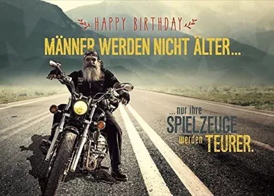 Produktbild von A5 Grosse Grüsse Glückwunschkarte Happy Birthday Männer werden nicht älter ... nur ihre Spielzeuge werden teurer 17 x 23 cm mit Umschlag