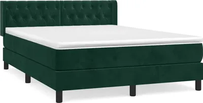Produktbild von vidaXL Boxspringbett mit Matratze Dunkelgrün 140x200 cm Samt