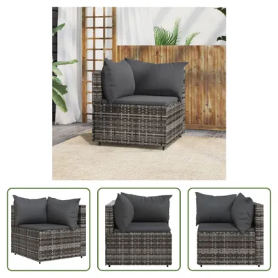 Produktbild von The Living Store Garten-Ecksofa mit Kissen Grau Poly Rattan