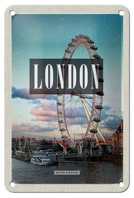 Produktbild von Blechschild Reise 12x18cm London Engalnd London Eye Dekoration