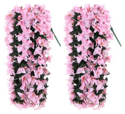Produktbild von Künstliche Bougainvillea-Blume, künstliche Hängeblume für den Außenbereich, lange Ranken, Kunstblume für Haustür, Veranda, Pflanzkübel, Urne, Terrasse, Balkon