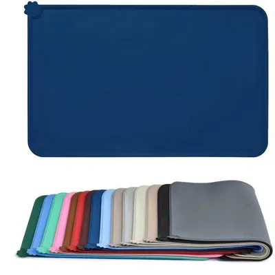 Produktbild von Ibenzoa® Silikon-Futtermatte 47 x 30 cm für kleine Hunde & Katzen – rutschfest, wasserdicht, erhöhte Randbarriere, spülmaschinenfest, ungiftig