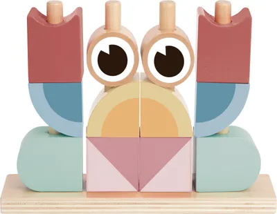 Produktbild von Tooky Toy Crabbie Stapelspielzeug aus Holz in Pastellfarben | Krabbe Stapelturm mit 12 Blöcken | Montessori Spielzeug für Kleinkinder