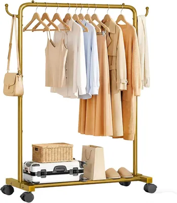 Produktbild von Kleiderständer mit Rollen, Metall, Tragkraft 54,4 kg, für Schlafzimmer