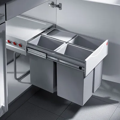 Produktbild von Format Einbauabfallsammler, Raumspar-Tandem, 3643141,KB 400, 34l, hellgrau
