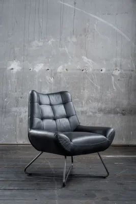 Produktbild von KAWOLA Sessel Snooze Leder schwarz B/H/T: 82x93x76cm