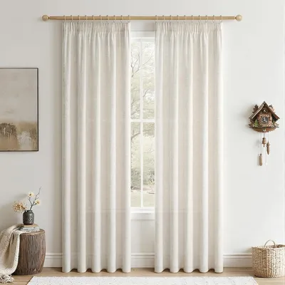 Obrázok produktu pre Závesy, ľanový vzhľad, 225 x 140 cm, 2 ks, polopriehľadné, do obývacej izby