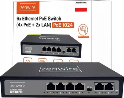 Produktbild von Switch - Netzteil - Verteiler - POE LAN - 8 Ports - 6 Ethernet RJ-45 - 100 Mbps Kameras