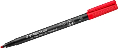 Produktbild von Folienstift Lumocolor B permanent rot Packung mit 10 Stück