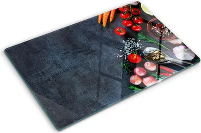 Obrázok produktu pre Sklenená ochranná doska – Kryt varnej dosky – Kryt na indukčnú dosku – 80x52 cm  – Rýchle čistenie – Tvrdené sklo – Ingrediencie