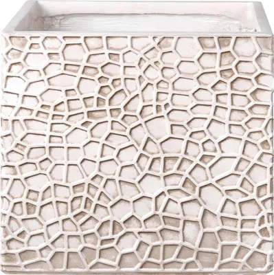 Produktbild von BELIANI Blumentopf Hellbeige Lehm-Faser-Mischung Quadratisch 44x44x38 cm Modernes Design Großer Blumenkübel Übertopf Pflanzgefäß Indoor & Outdoor