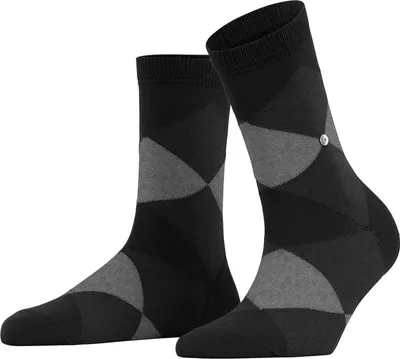 Image de Chaussettes pour femmes Burlington - Motif floral, en Coton, noir/gris, tailles 36-41