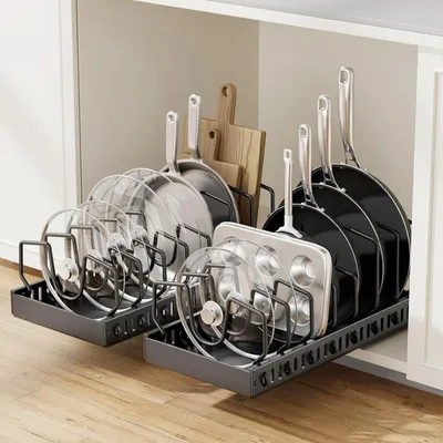 Produktbild von Set von 2 ausziehbaren Pfannenorganisatoren für Unterschränke