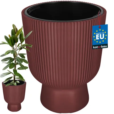 Image de KOTARBAU® Pot de Fleur Pot Plastique Plante Ø 39 cm avec Bac Intérieur Pot de Jardin Pot de Fleur Exterieur  H : 49 cm PVC