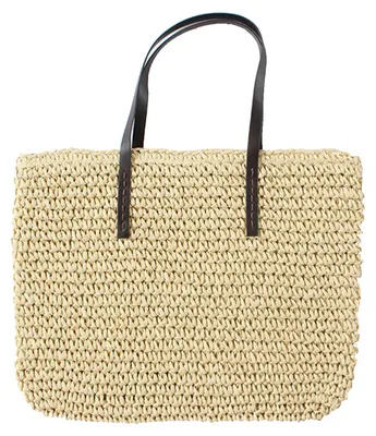 Produktbild von Große, handgefertigte Strohtasche für Damen, Strandtasche, Schultertasche, Handtasche aus Stroh