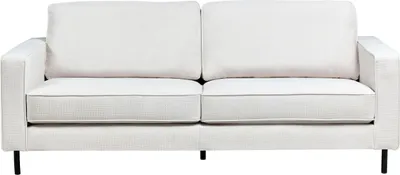 Zdjęcie produktu dla BELIANI Sofa 3-osobowa złamana biel tapicerowana do salonu metalowe nóżki nowoczesny minimalistyczny design