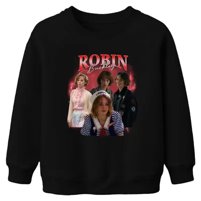 Produktbild von Robin Buckley Stranger 80er Retro Fan Geschenk Kinder Sweatshirt Pullover, Schwarz, 140