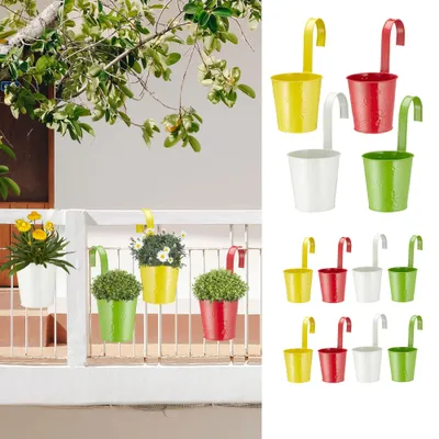 Produktbild von Übertopf "Springflower" 12er Set Blumentopf zum Hängen mit Muster Ø 11 cm rot, grün, gelb, weiß