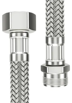 Produktbild von Flexschlauch 30 cm Panzerschlauch mit 1/2 Zoll (20 mm) AG x 3/8 Zoll (18,5 mm) ÜM für Sanitär
