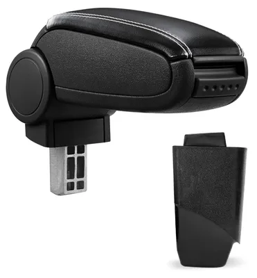 Armlehne Mittelarmlehne Leder Bezug Schwarz / Weiß für Peugeot 206 + 206 CC – Produktansicht