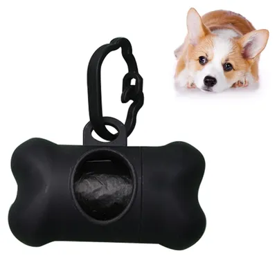 Immagine prodotto di Portasacchetti per deiezioni - Con moschettone - Nero - Incl. 1 rotolo di sacchetti