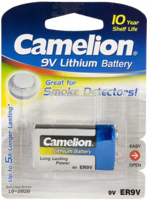 Produktbild von ChiliTec 9V-Block-Batterie CAMELION Lithium 1200mAh, ideal für z.B. Rauchmelder