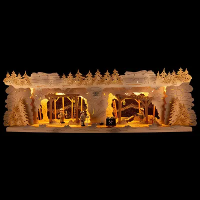 Produktbild von Schwibbogenerhöhung Bergbau mit Bergleuten (58x18cm) von Tietze Erzgebirgsdesign