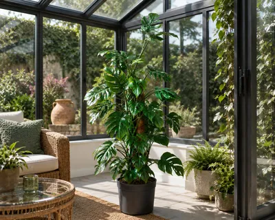 Produktbild von Rhaphidophora tetrasperma 80–100 cm – Mini Monstera Fensterblatt tropische Kletterpflanze große Zimmerpflanze, KI-generiertes Bild