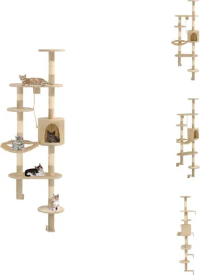 Produktbild von vidaXL Wandkratzbaum mit Sisal-Kratzsäulen 194 cm Beige -  Kratzbäume