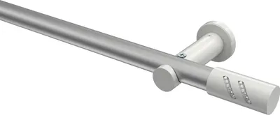 Produktbild von Interdeco Gardinenstange / Vorhangstange Silbergrau / Weiß, Typ Platon Zoena (Glitzerzylinder) ohne Ringe, 20 mm Ø 1-läufig, 100 cm