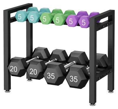 Obrázok produktu pre Stojan na činky nastaviteľný 2 úrovne, pre domácu posilňovňu, 300 lbs, pre kettlebelly a činky