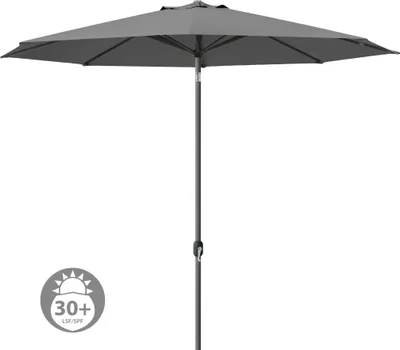 Produktbild von Sonnenschirm 3,5m rund grau Garten Balkon knickbar mit Kurbel UV-Schutz Gestell anthrazit paramondo interpara