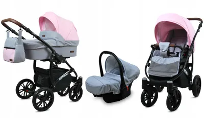 Produktbild von BabyLux® Optimal | 3in1 Kinderwagen Set | Light Pink | Kombikinderwagen | Kinderwagenset | Buggy