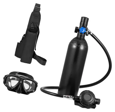 Produktbild von SucceBuy Mini-Tauchflasche 1 L, Tragbare Sauerstoffflasche für Unterwasseratmung, Wiederverwendbare Atemflasche für bis zu 20 Minuten Tauchzeit, Tauchausrüstung mit Rucksack und Tauchmaske
