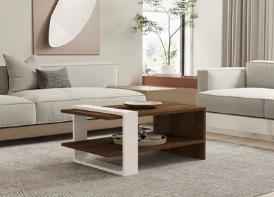 Produktbild von Skye Decor, Gaye- Gaye PUQ, Nussbaumfarbe,,Weiß, Couchtische, 35x80x50 cm, 100% Melaminbeschichtete Partikelplatte