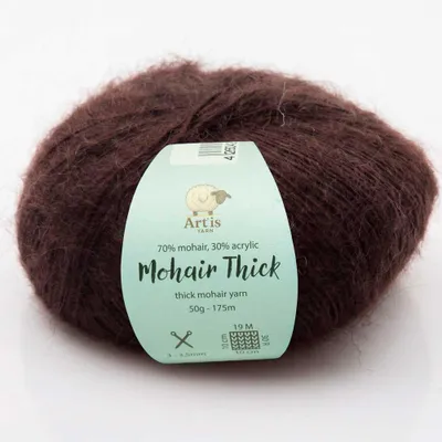 Productafbeelding van Mohair Thick Art'is Yarn 70% Mohair, 30%.Polyacryl | Pluizig Volume-Garen (50g - 175m) (530 donkerbruin)
