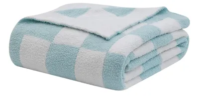 Produktbild von Weiche Karierte Mikrofaserdecke - Baby Blau - 127 x 152 cm