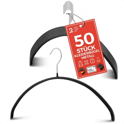 Produktbild von MAWA Kleiderbügel, 50er-Set, rutschfest, 40 cm, Schwarz, drehbar & stabil