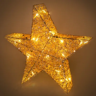 Obrázek produktu pro RETLUX RXL 327 Vánoční hvězda z bavlněné příze se třpytkami, 20 LED, barva světla: teplá bílá, rozměry: 370 x 400 x 70 mm, vhodné pouze pro vnitřní použití (IP 20), napájení: 2xAA