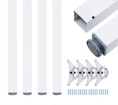 Produktbild von 4x sossai Premium Tischbeine 82cm / 6x6cm in Weiß höhenverstellbare Tischfüße