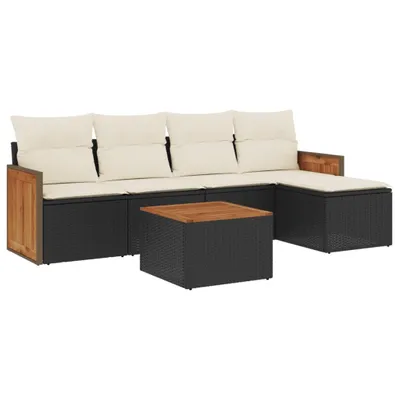 Produktbild von vidaXL 6-tlg. Garten-Sofagarnitur mit Kissen Schwarz Poly Rattan
