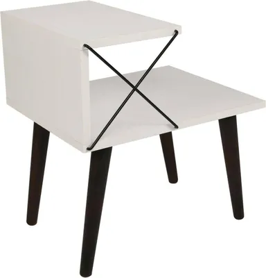 Produktbild von Nachttisch Dfranzin, Niedrige Kommode, Tisch, Multifunktionaler Nachttisch, 50x40h55 cm, Weiß