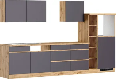 Produktbild von Held Möbel Küchenzeile ohne Geräte PISA 330 cm grau matt zerlegt Variante reversibel 1121.6311