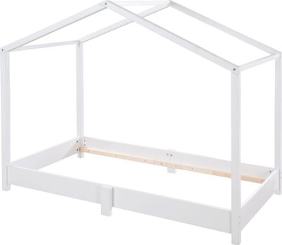 roba Hausbett 70 x 140 cm - Bodenbett für Kinder - Montessori Prinzip - Erweiterbar durch Lattenrost, Matratze und Hausbettbezug - Holz weiß lackiert