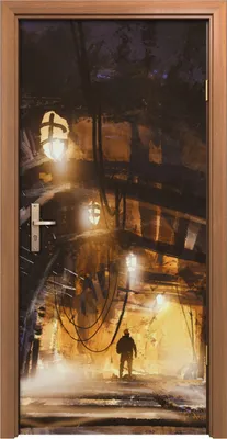 Produktbild von Türposter 90x200 cm Türaufkleber Türtapete Türfolie Klebefolie innerhalb des Minenschachtes mit Nebel