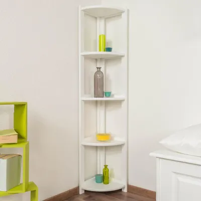 Produktbild von Regal / Eckregal Kiefer massiv Vollholz weiß lackiert Junco 60 - 164 x 40 x 30 cm (H x B x T)