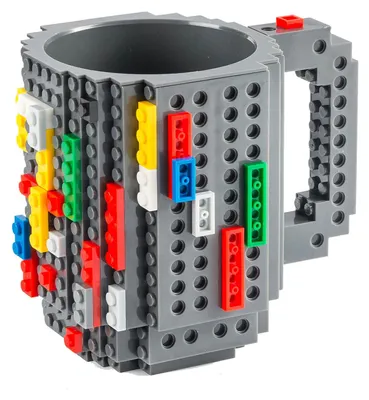 Produktbild von Brick Mug Kaffeetasse Grau zum Zusammenbauen - Kreative Baustein Tasse inkl. Bausteine Starter-Kit - DIY Trinkbecher für Kinder & Fans