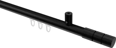 Produktbild von Interdeco Innenlaufstange / Gardinenstange mit Innenlauf Schwarz, Typ Sonius Elanto (Rillenzylinder) Deckenmontage, 20 mm Ø 1-läufig, 200 cm