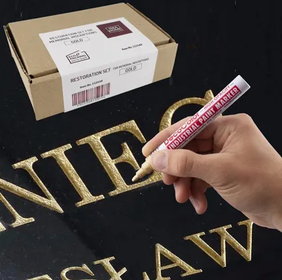 Produktbild von LEVIATAN Set zur Restaurierung von Inschriften auf Grabsteinen Ölmarker gold